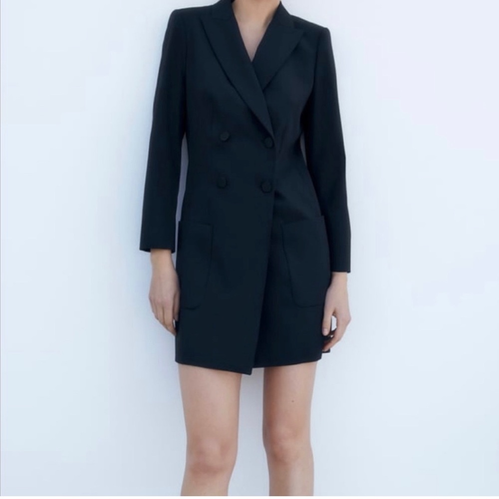 Zara BUTTONED BLAZER DRESS Navy blue